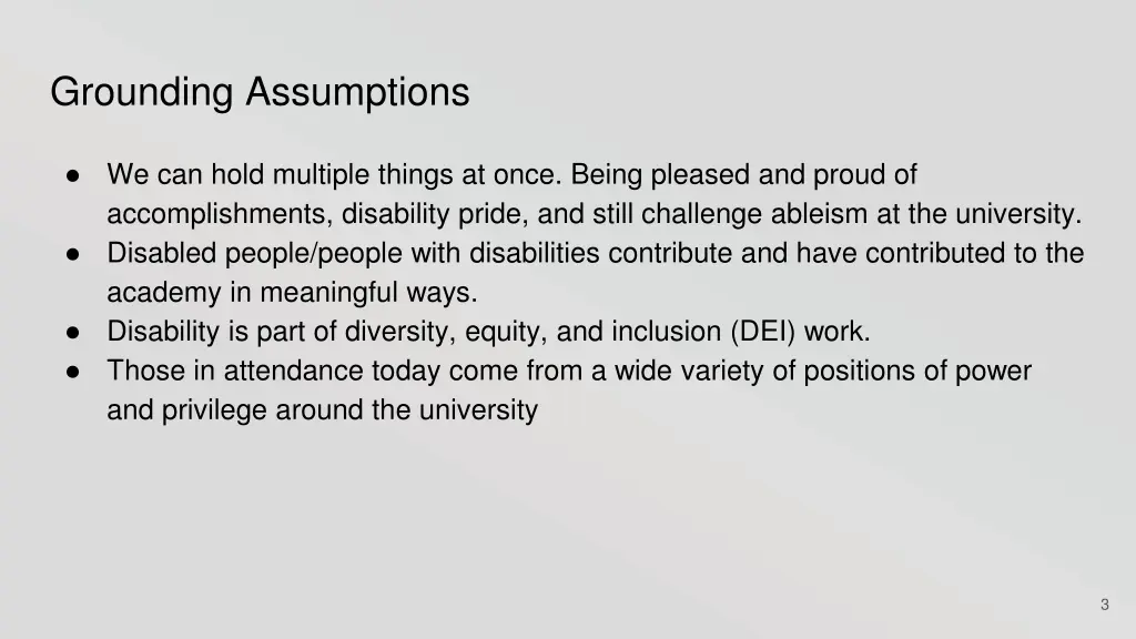 grounding assumptions