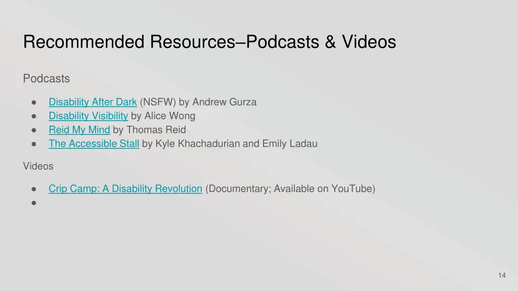 recommended resources podcasts videos