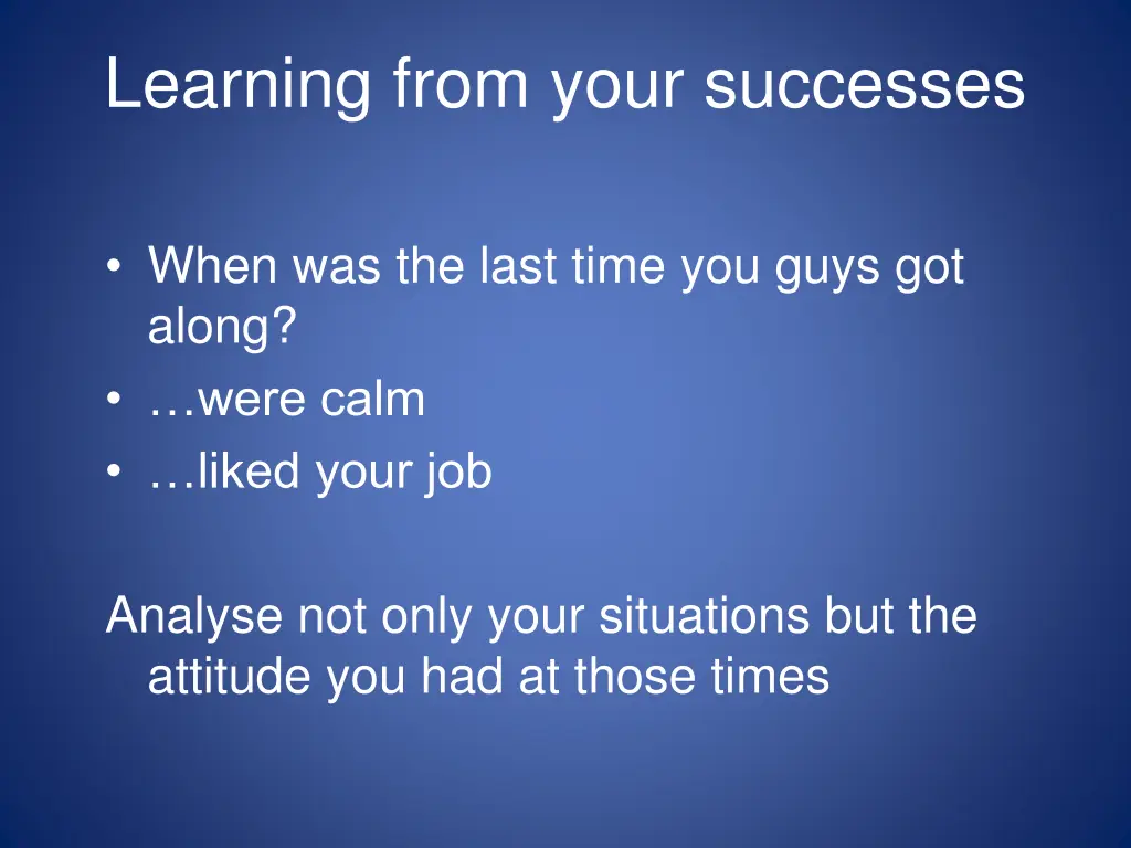 learning from your successes