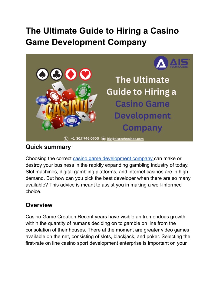 the ultimate guide to hiring a casino game