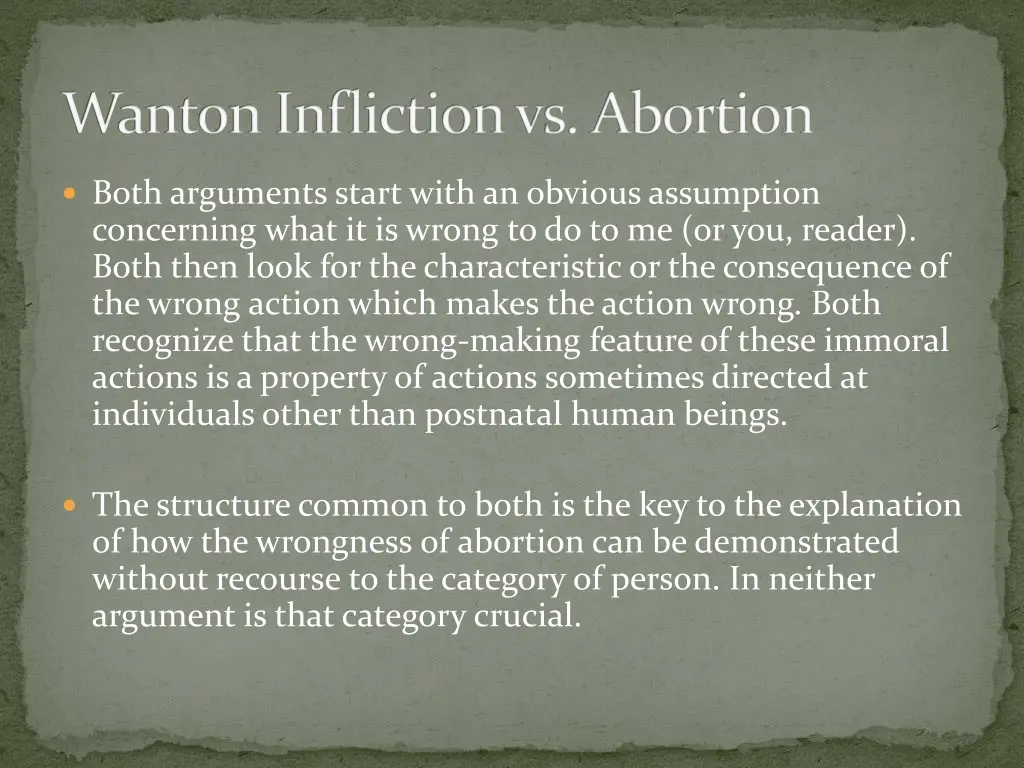 wanton infliction vs abortion