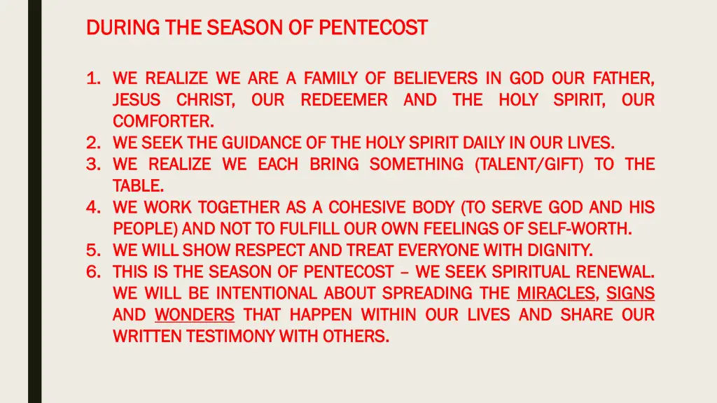 during the season of pentecost during the season