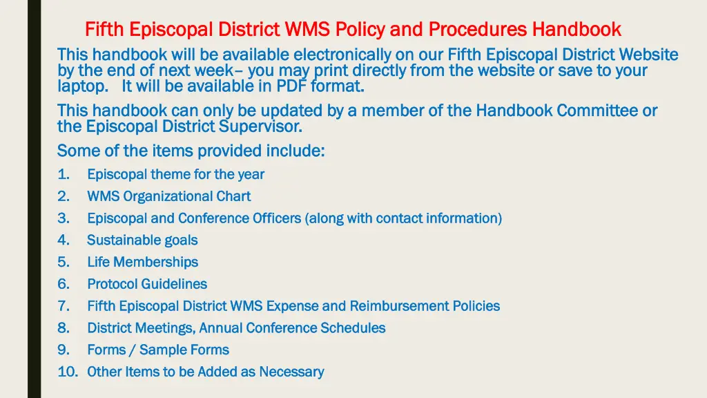 fifth episcopal district wms policy