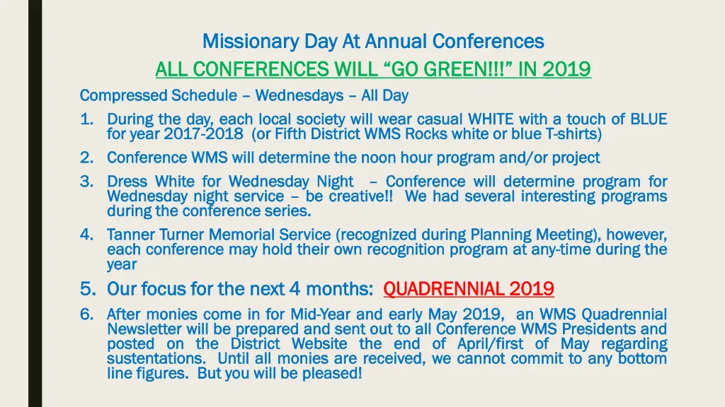 missionary day at annual conferences missionary