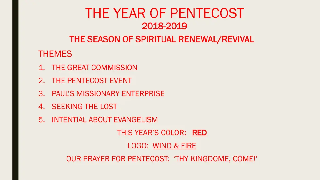 the year of pentecost 2018 2018 2019 the season