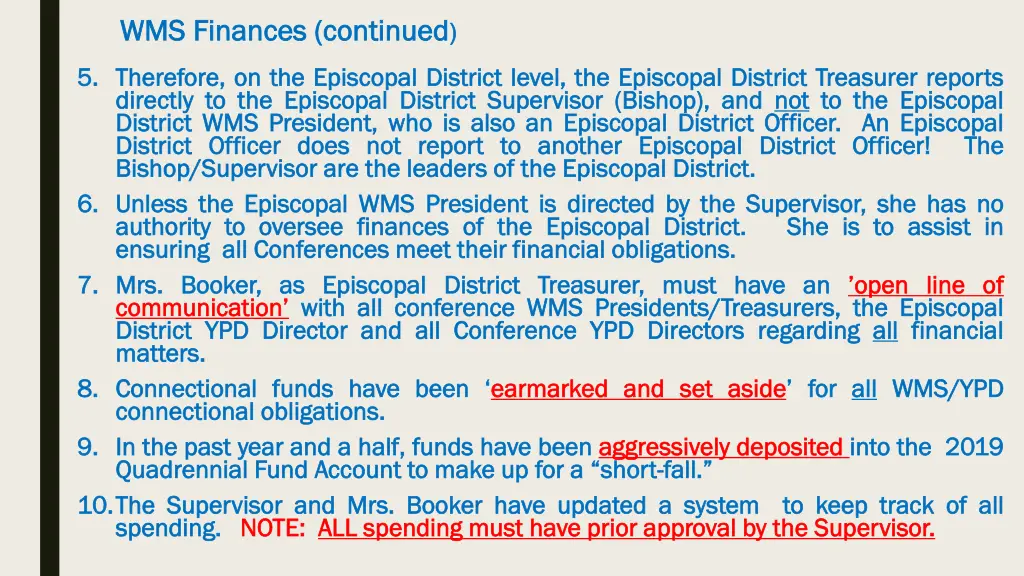 wms finances continued wms finances continued