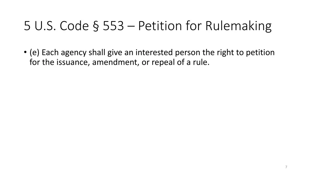 5 u s code 553 petition for rulemaking