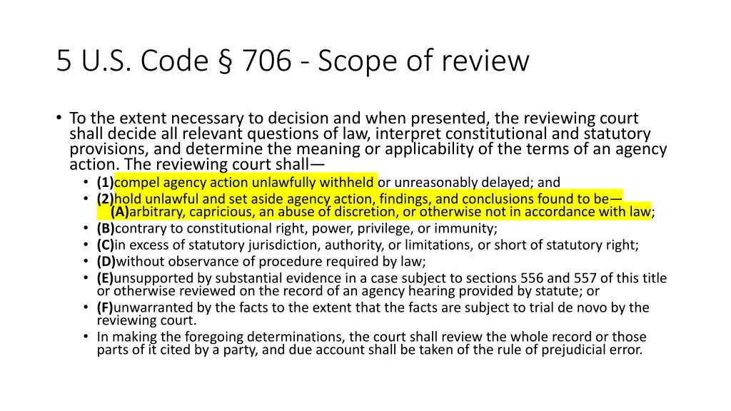 5 u s code 706 scope of review