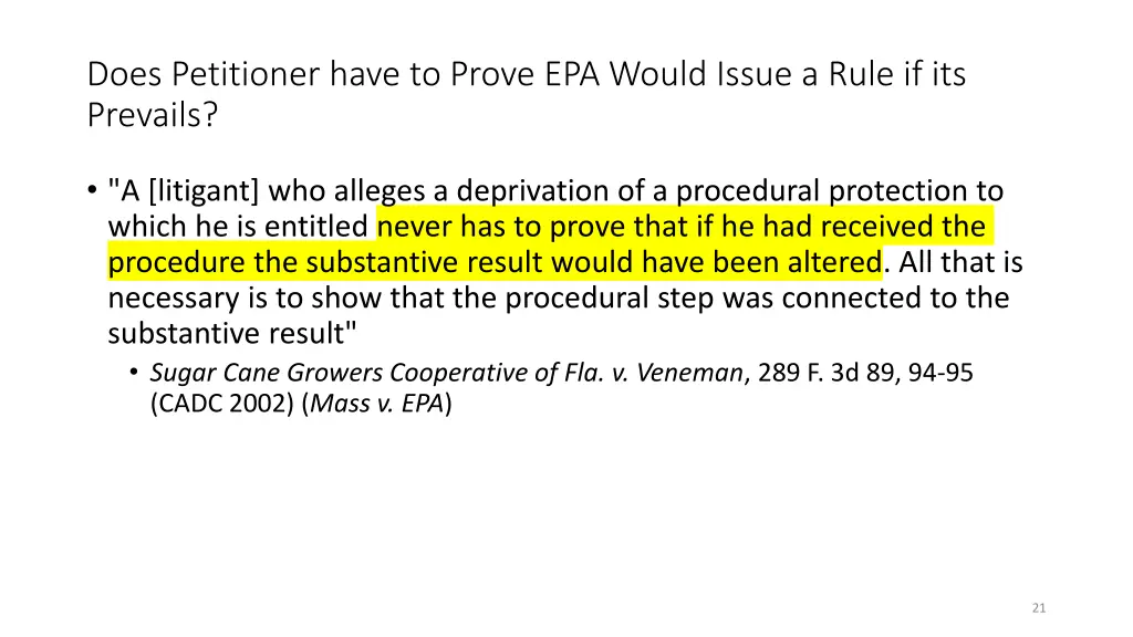 does petitioner have to prove epa would issue