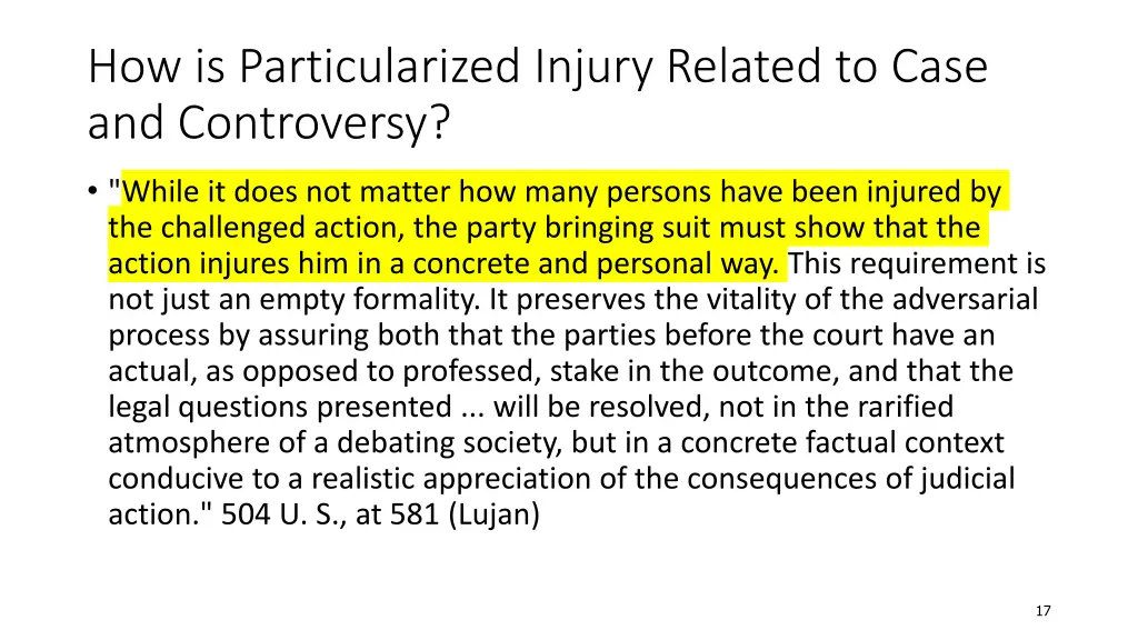 how is particularized injury related to case