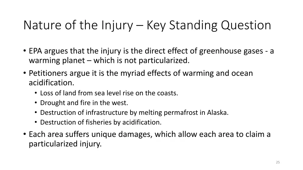 nature of the injury key standing question