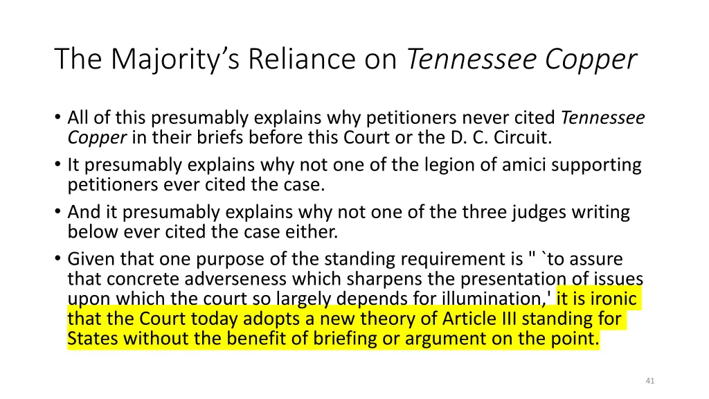 the majority s reliance on tennessee copper