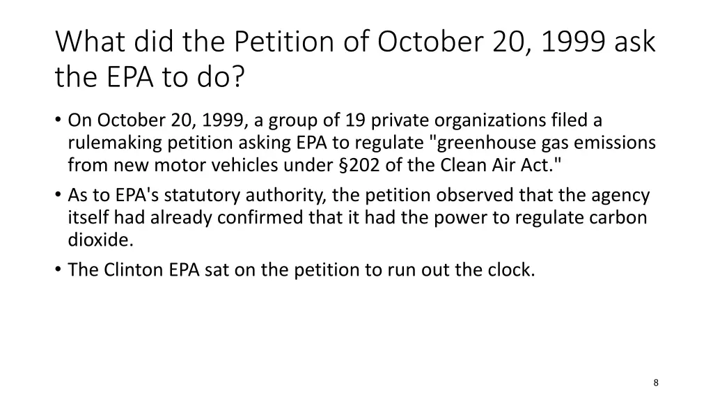 what did the petition of october 20 1999