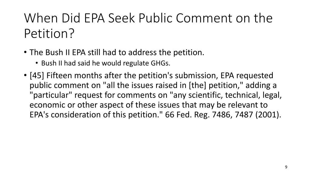 when did epa seek public comment on the petition