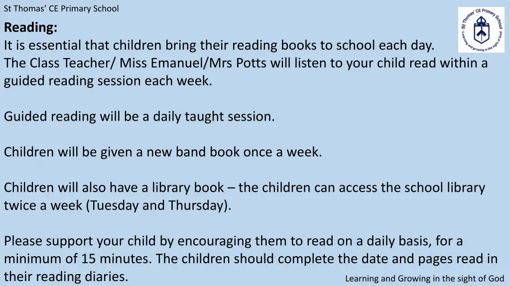 st thomas ce primary school reading