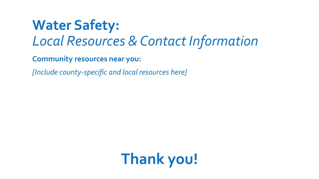 water safety local resources contact information