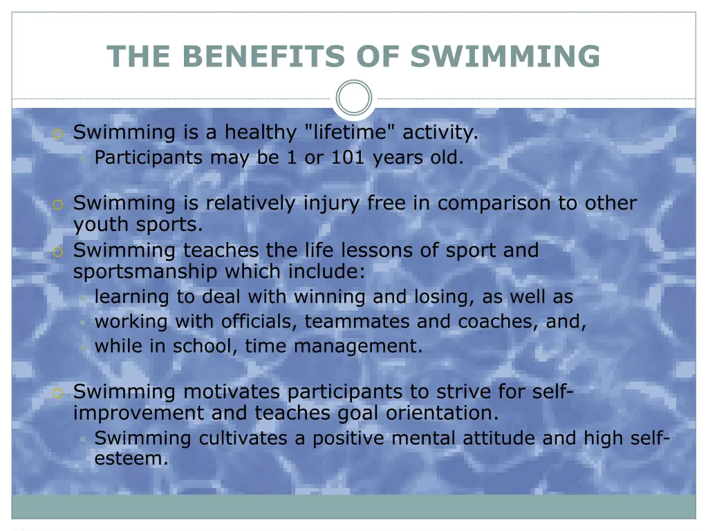 the benefits of swimming 1