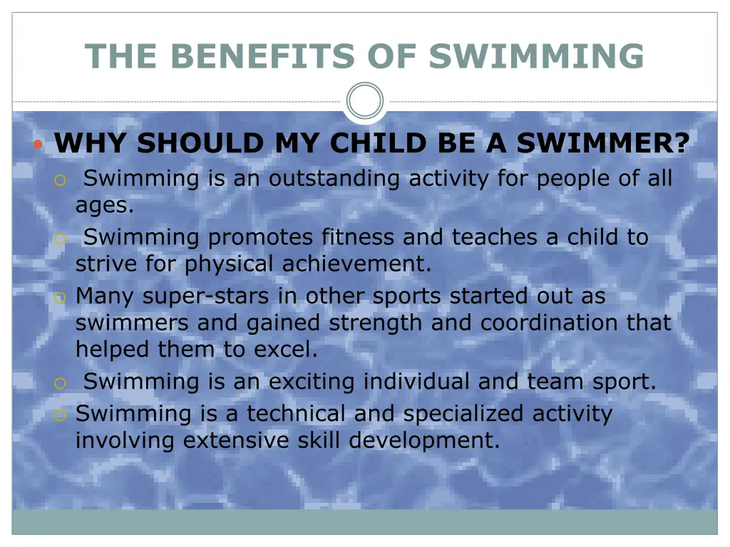 the benefits of swimming