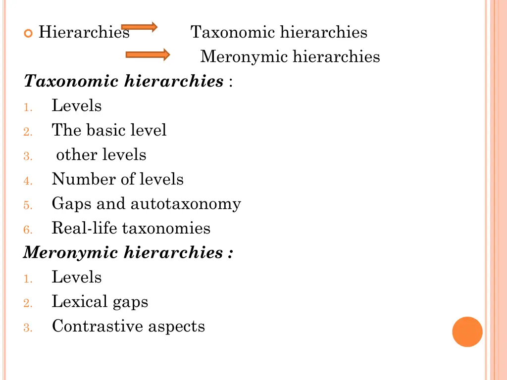 hierarchies taxonomic hierarchies