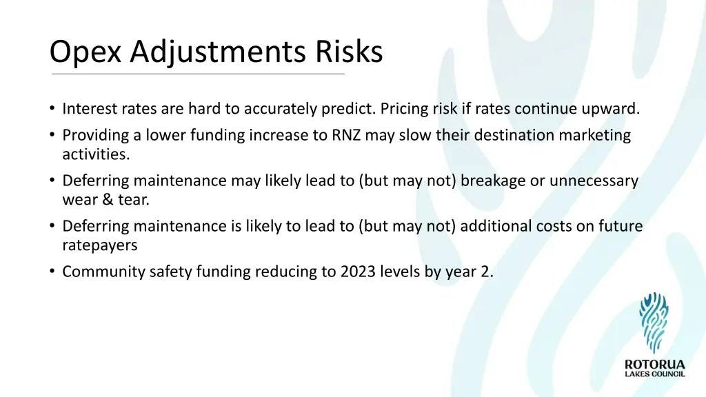 opex adjustments risks