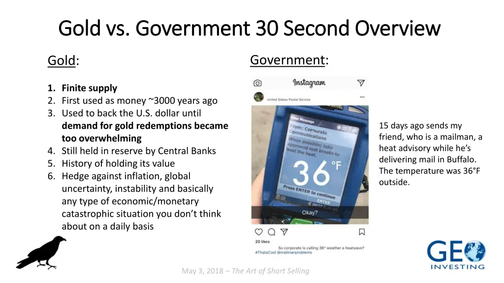 gold vs government 30 second overview gold