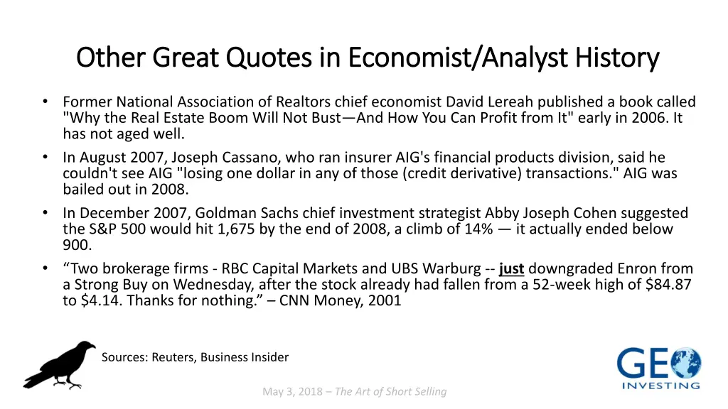 other great quotes in economist analyst history