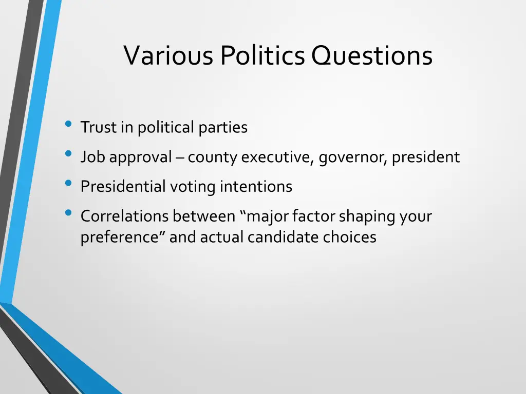 various politics questions