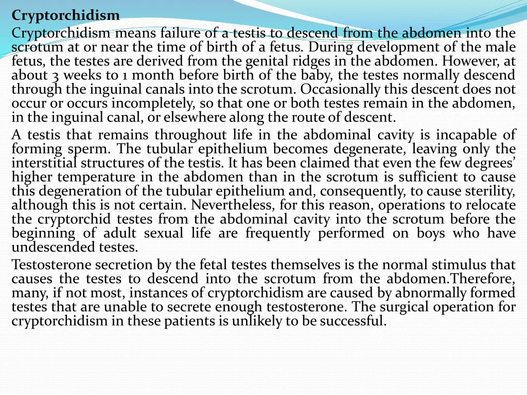 cryptorchidism cryptorchidism means failure