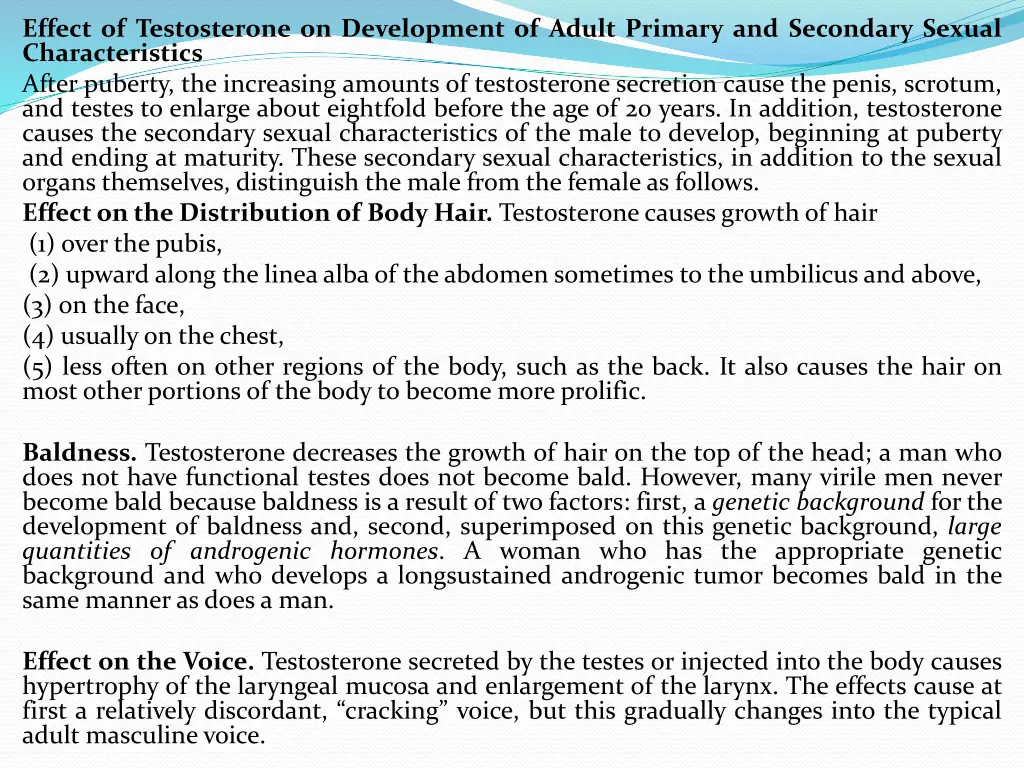 effect of testosterone on development of adult