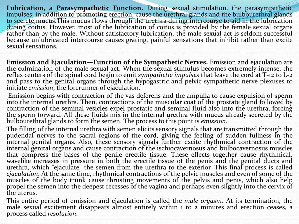 lubrication a parasympathetic function during