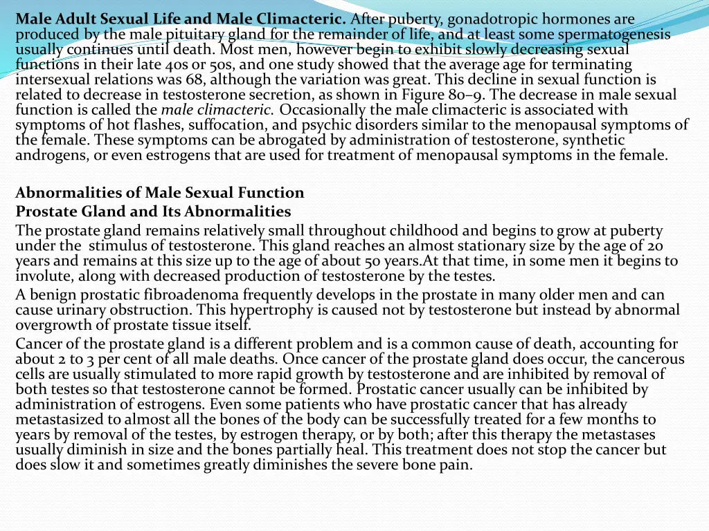 male adult sexual life and male climacteric after