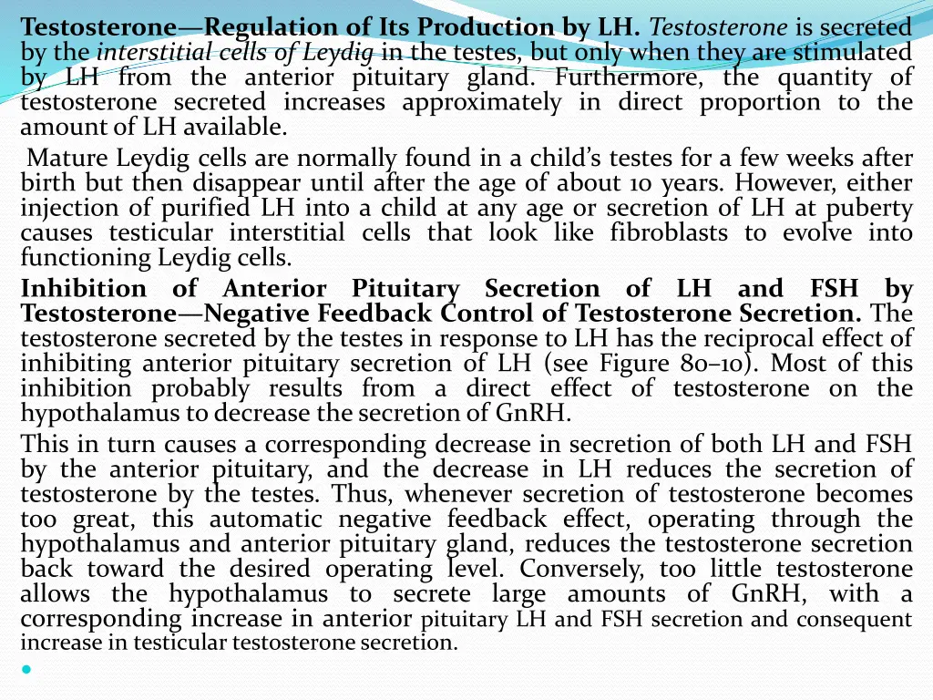 testosterone regulation of its production