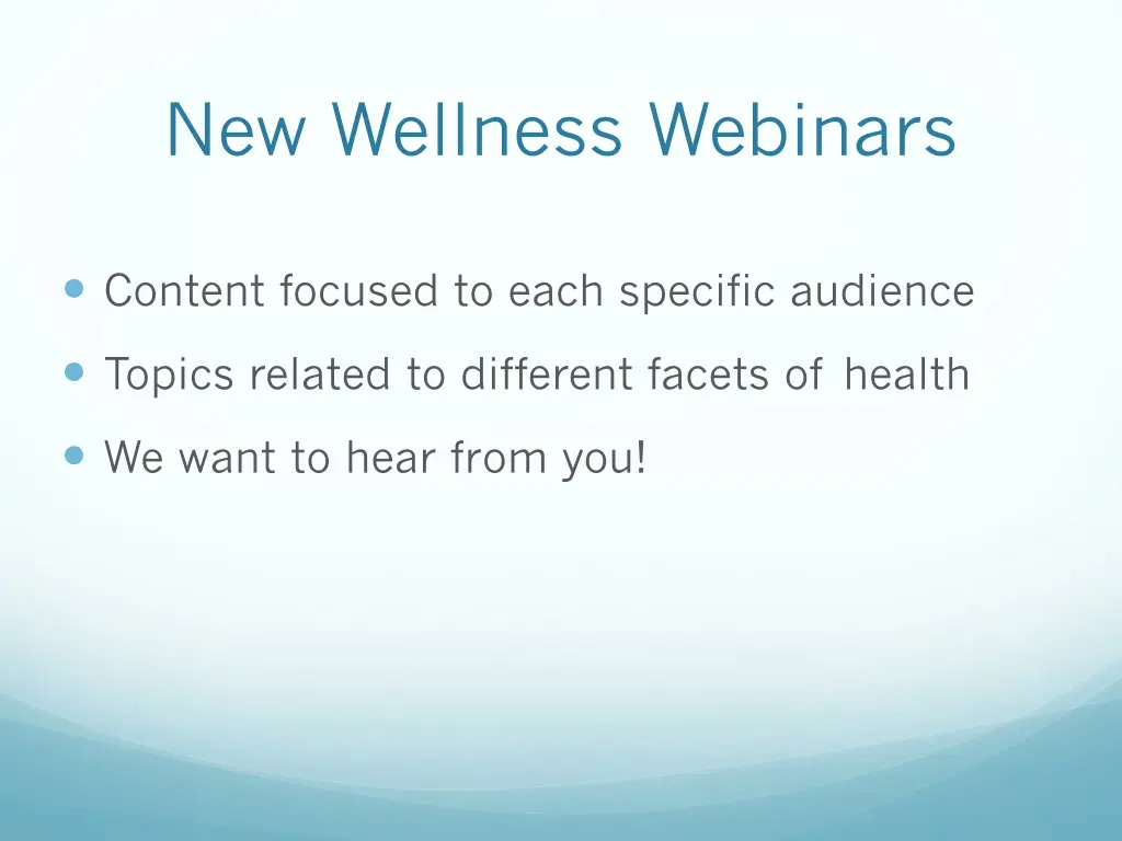 new wellness webinars