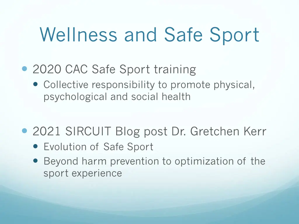 wellness and safe sport