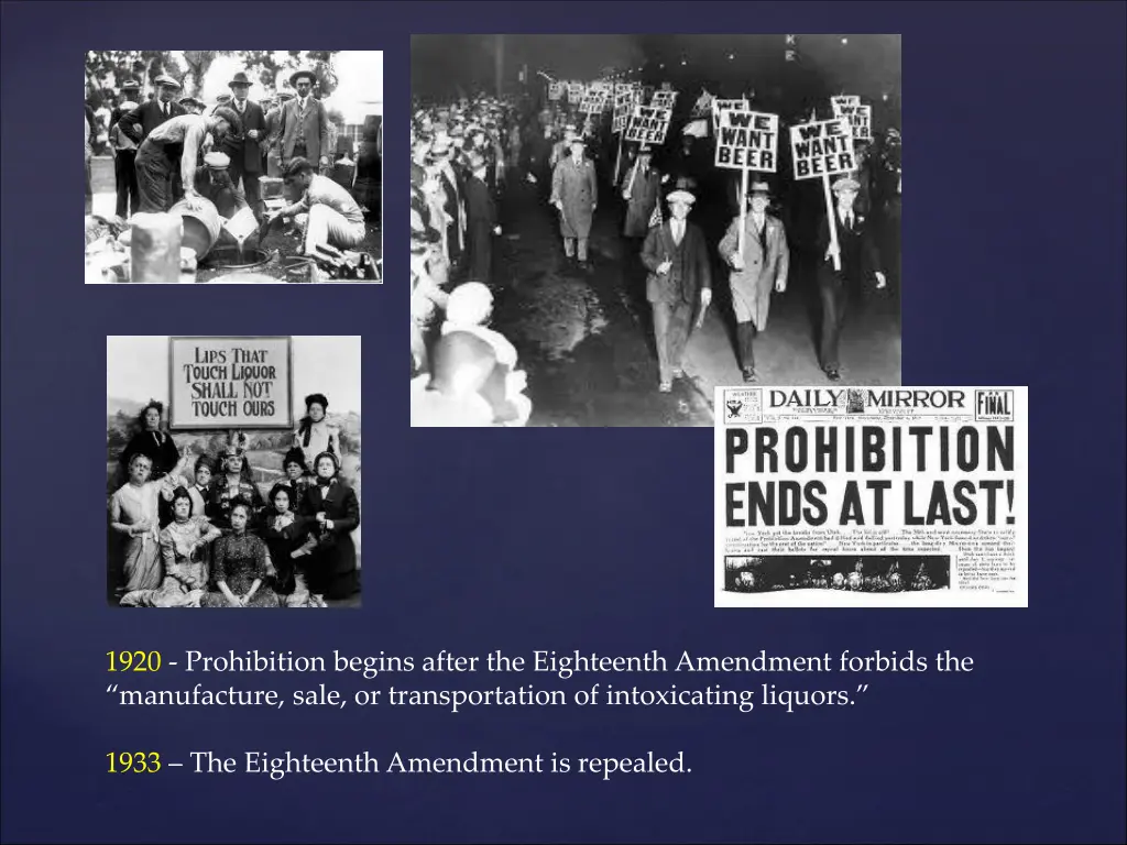 1920 prohibition begins after the eighteenth