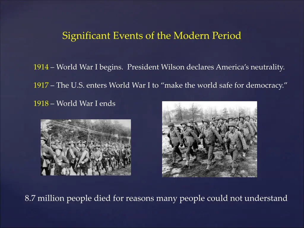 significant events of the modern period