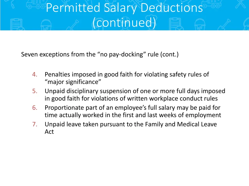 permitted salary deductions continued