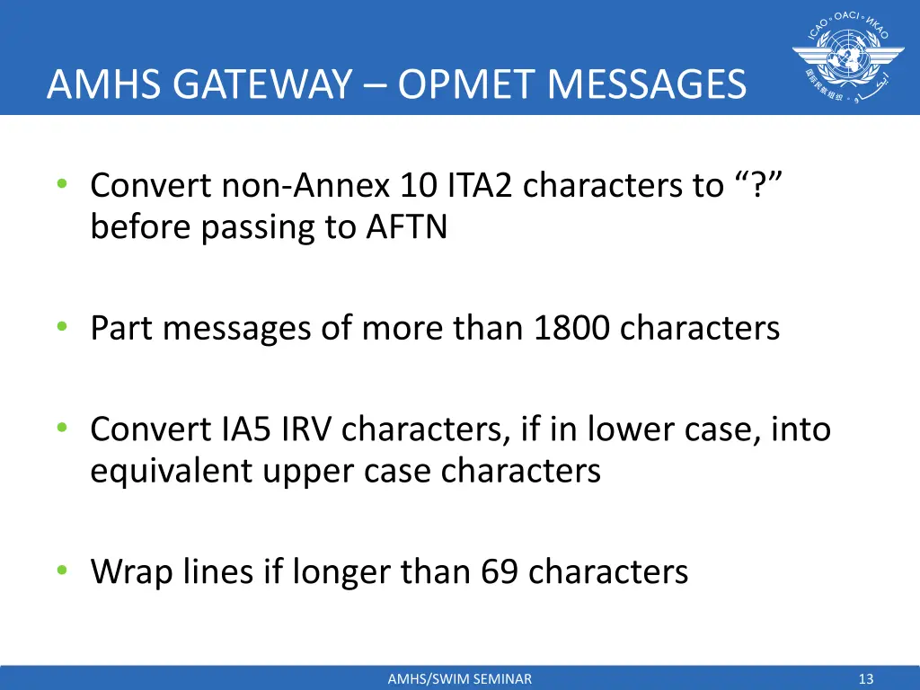 amhs gateway opmet messages