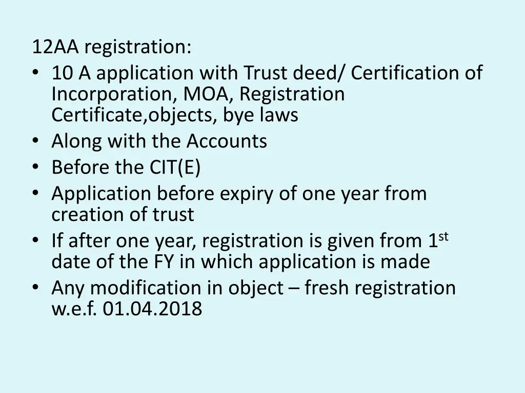 12aa registration 10 a application with trust