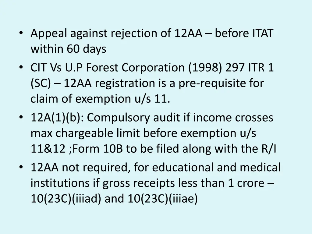 appeal against rejection of 12aa before itat