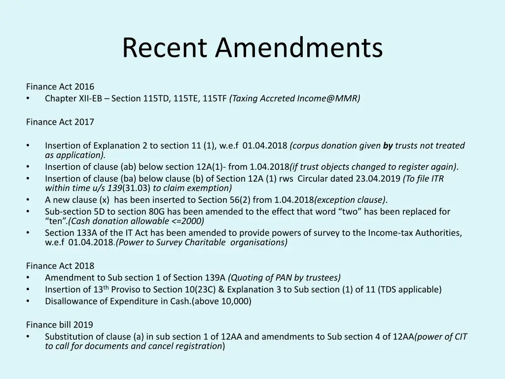 recent amendments