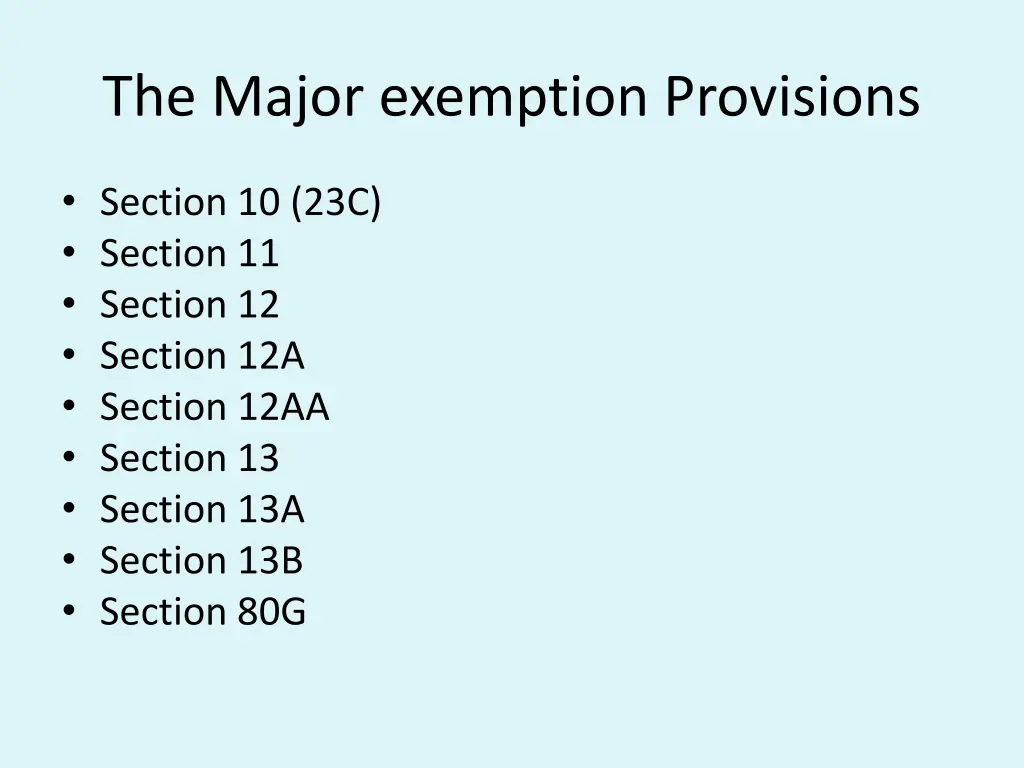 the major exemption provisions