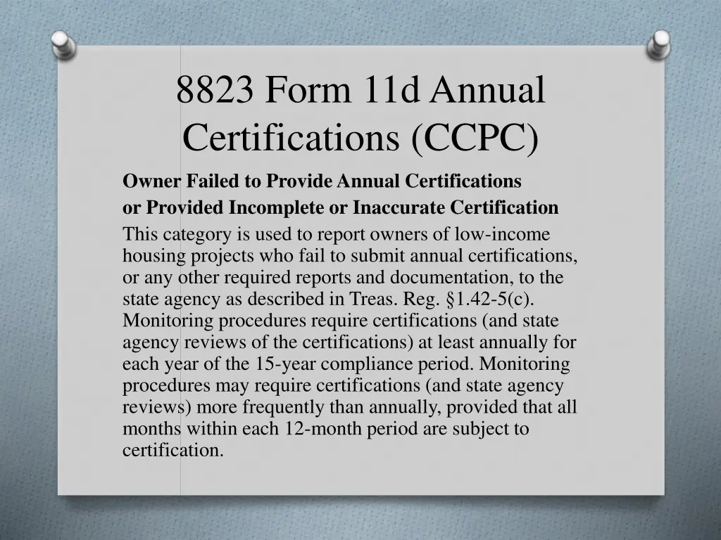 8823 form 11d annual certifications ccpc owner