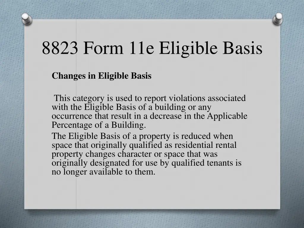 8823 form 11e eligible basis