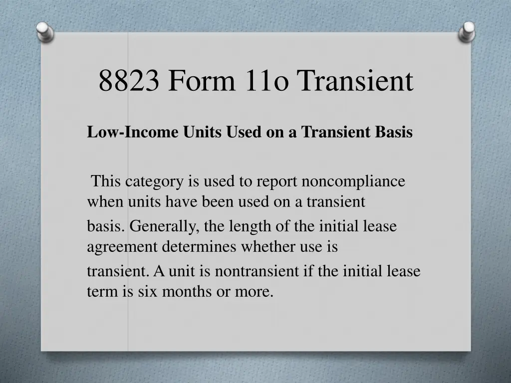 8823 form 11o transient