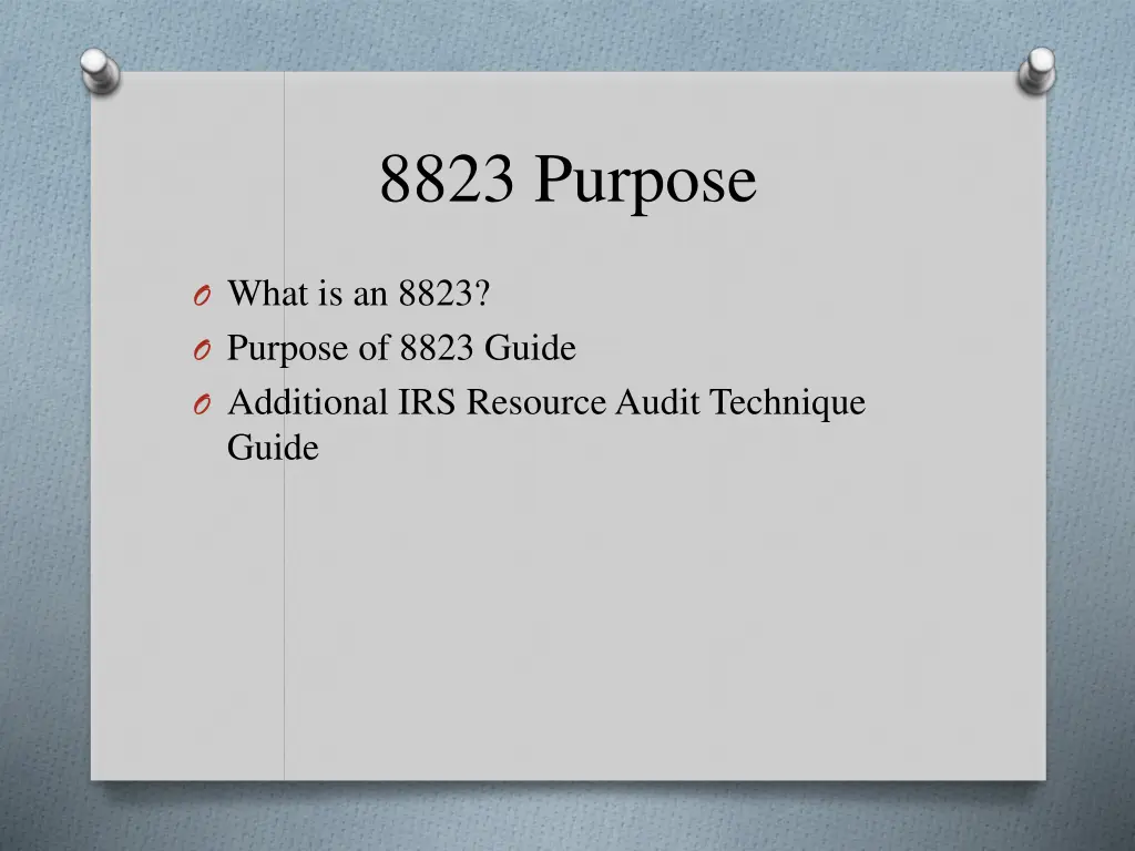 8823 purpose