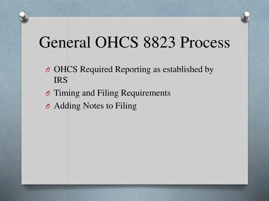 general ohcs 8823 process