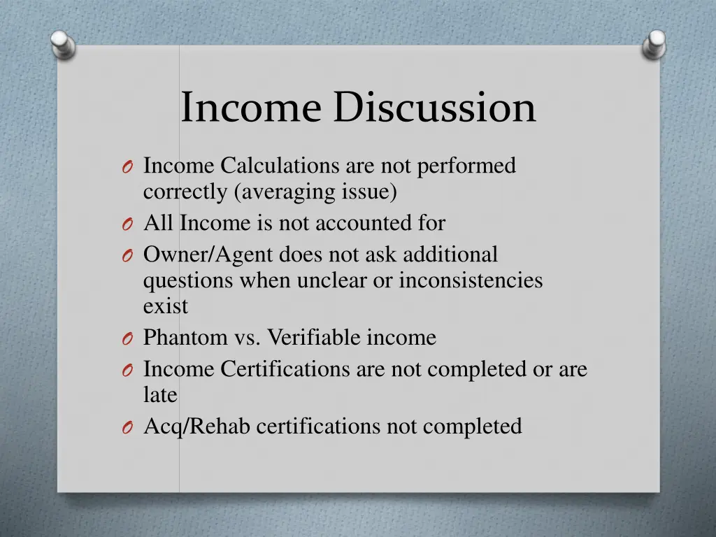 income discussion