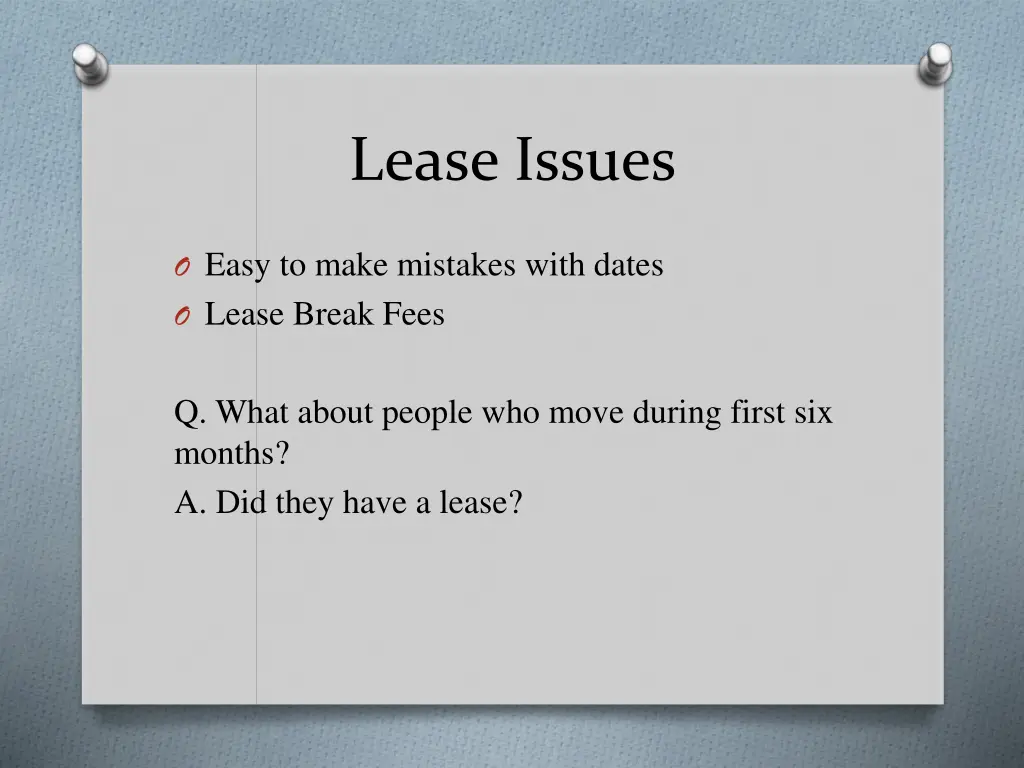 lease issues