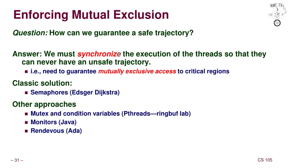 enforcing mutual exclusion